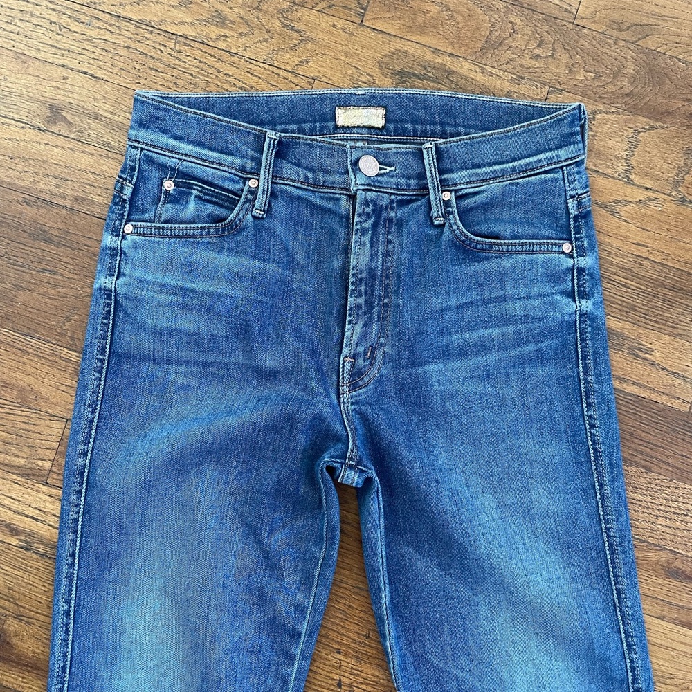 MOTHER Women's Straight Leg Jeans in Blue - Picture 2 of 5